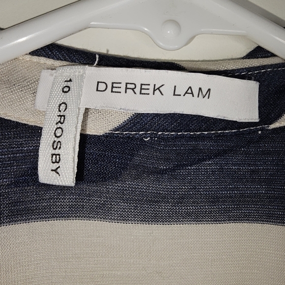 Derek LAM 10 CROSBY Draped Front Blouse in Midnight Stripe Size 2 - Picture 5 of 15